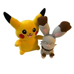 Pokemon Bunnelby Plush Tomy & Pikachu Stuffed Animal Toy Bunny Rabbit Lopunny